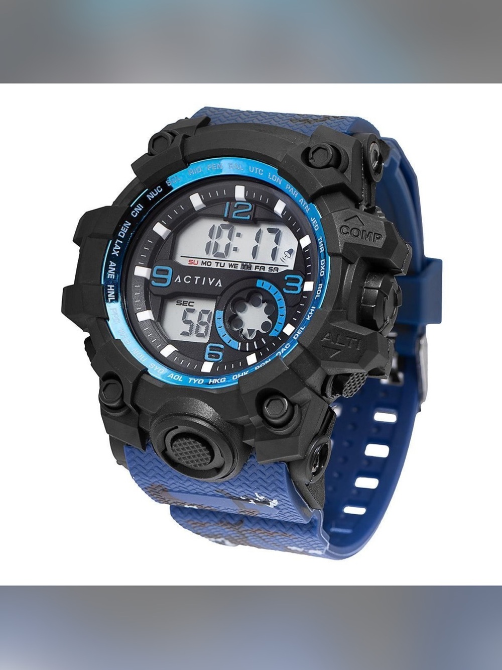 Ativa Black and Blue Rugged Digital Sports Watch